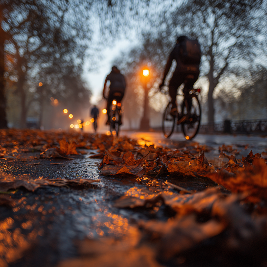 rowerzyści jesienią